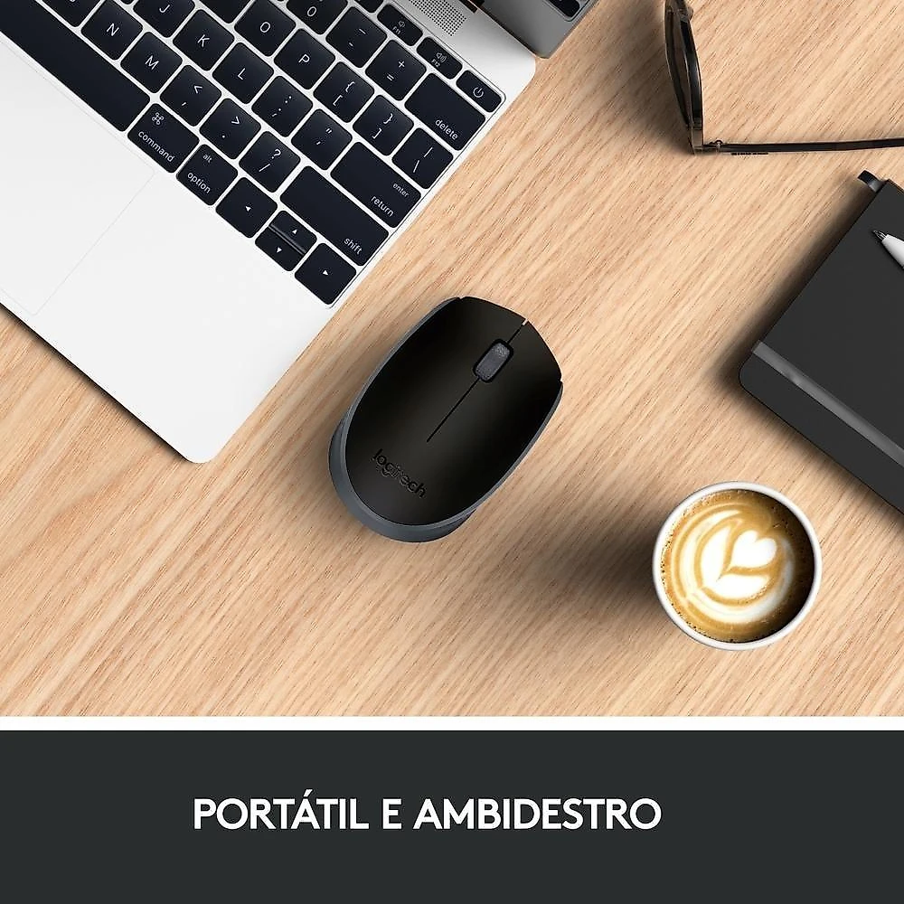 Mouse sem fio Logitech M170 com Design Ambidestro Compacto, Conexão USB e Pilha Inclusa, Preto - 910-004940