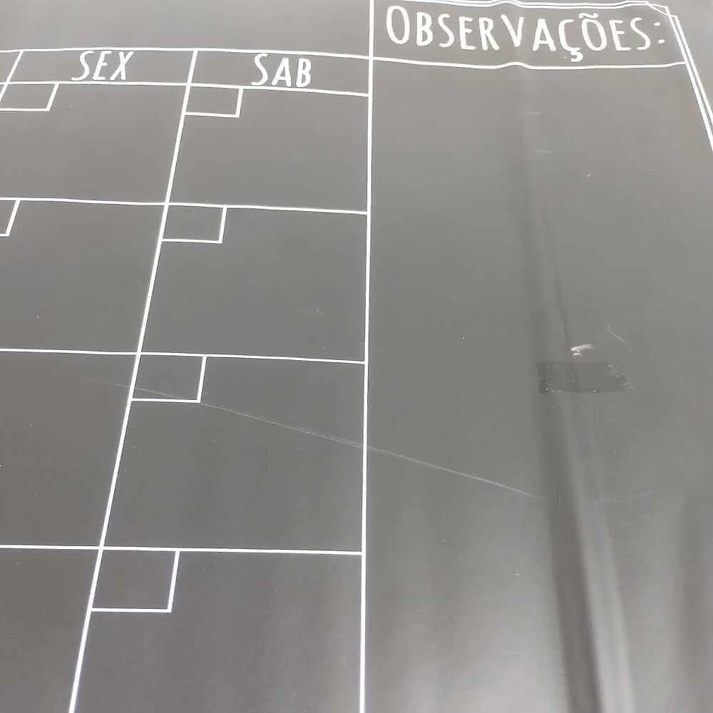 Lousa Calendário Adesiva Planner Mensal e Semanal Yeet com Caneta Marcador 45cm X 60cm Preto