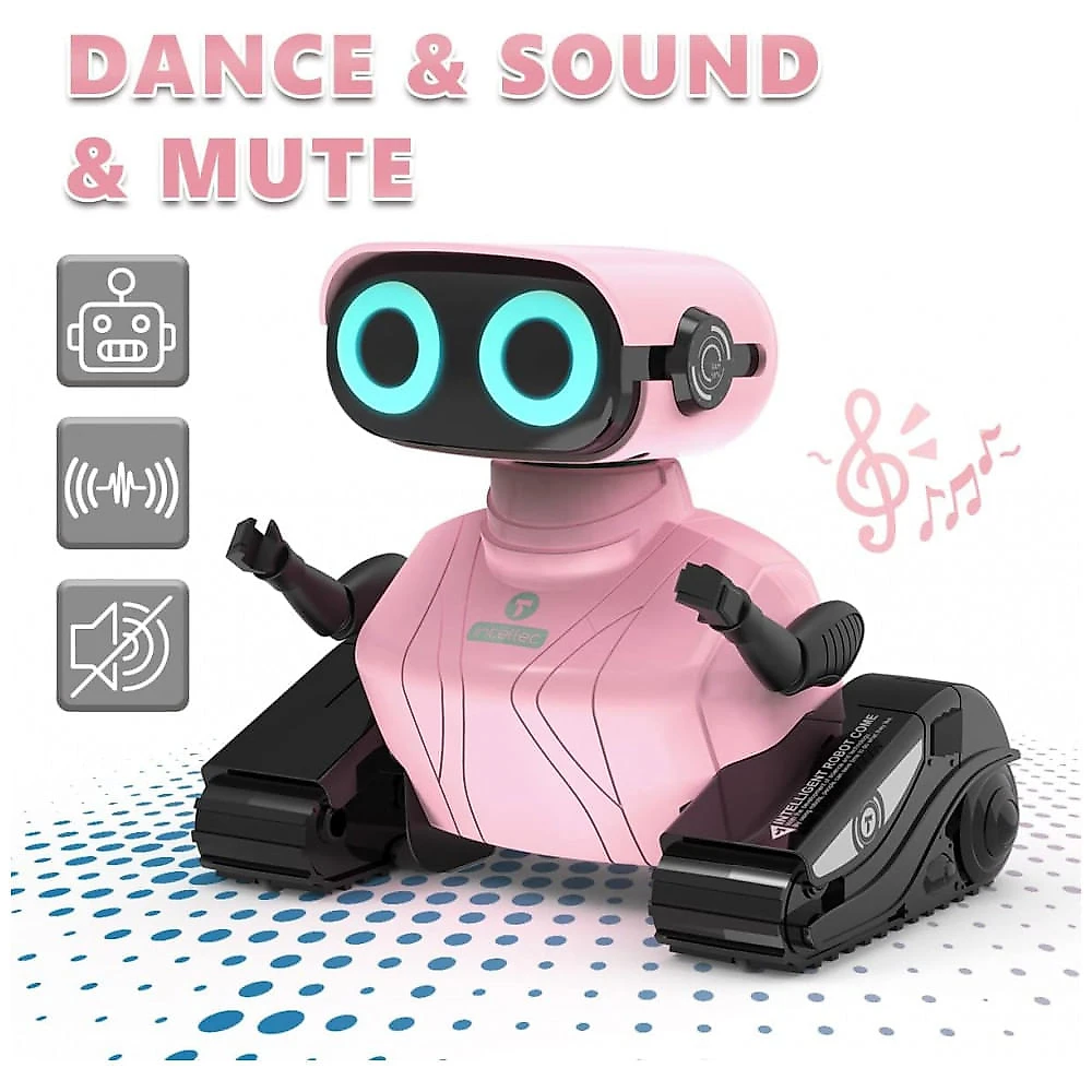 Robô Interativo com Controle Remoto, Olhos LED que Brilham, Música e Dança, 3 Anos, GILOBABY, Rosa
