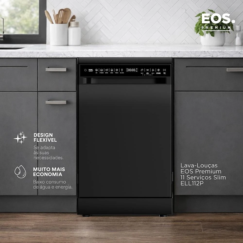Lava-louças EOS Premium 11 Serviços Slim All Black ELL112P 220V