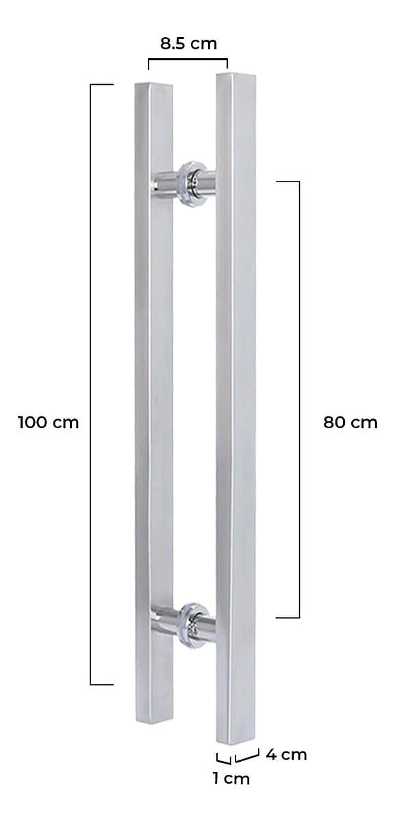 Miniatura Puxador De Porta 1 Metro Inox 304 Escovado Madeira Vidro