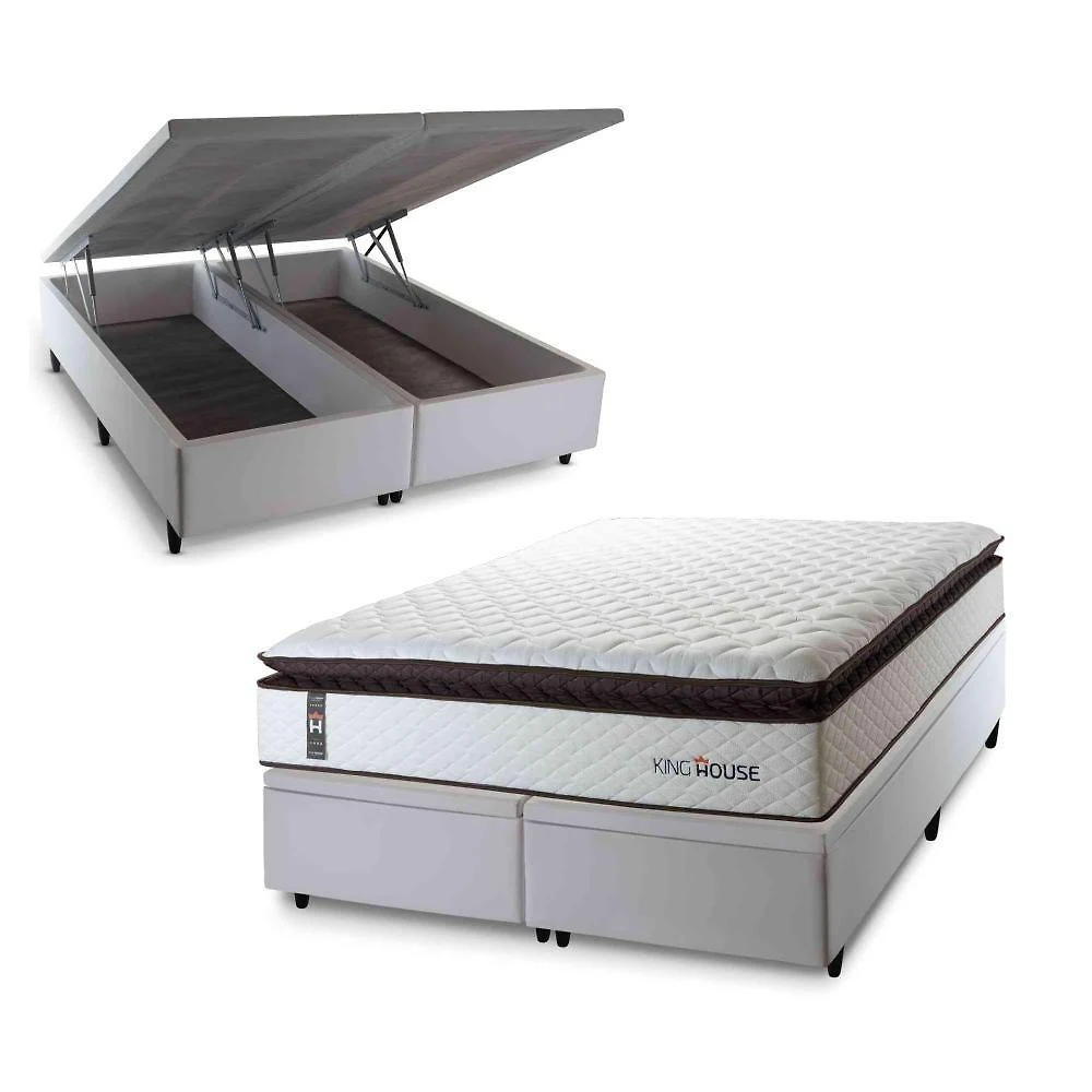 Cama Box Baú San Diego Espuma D33 158x198 Branco King House