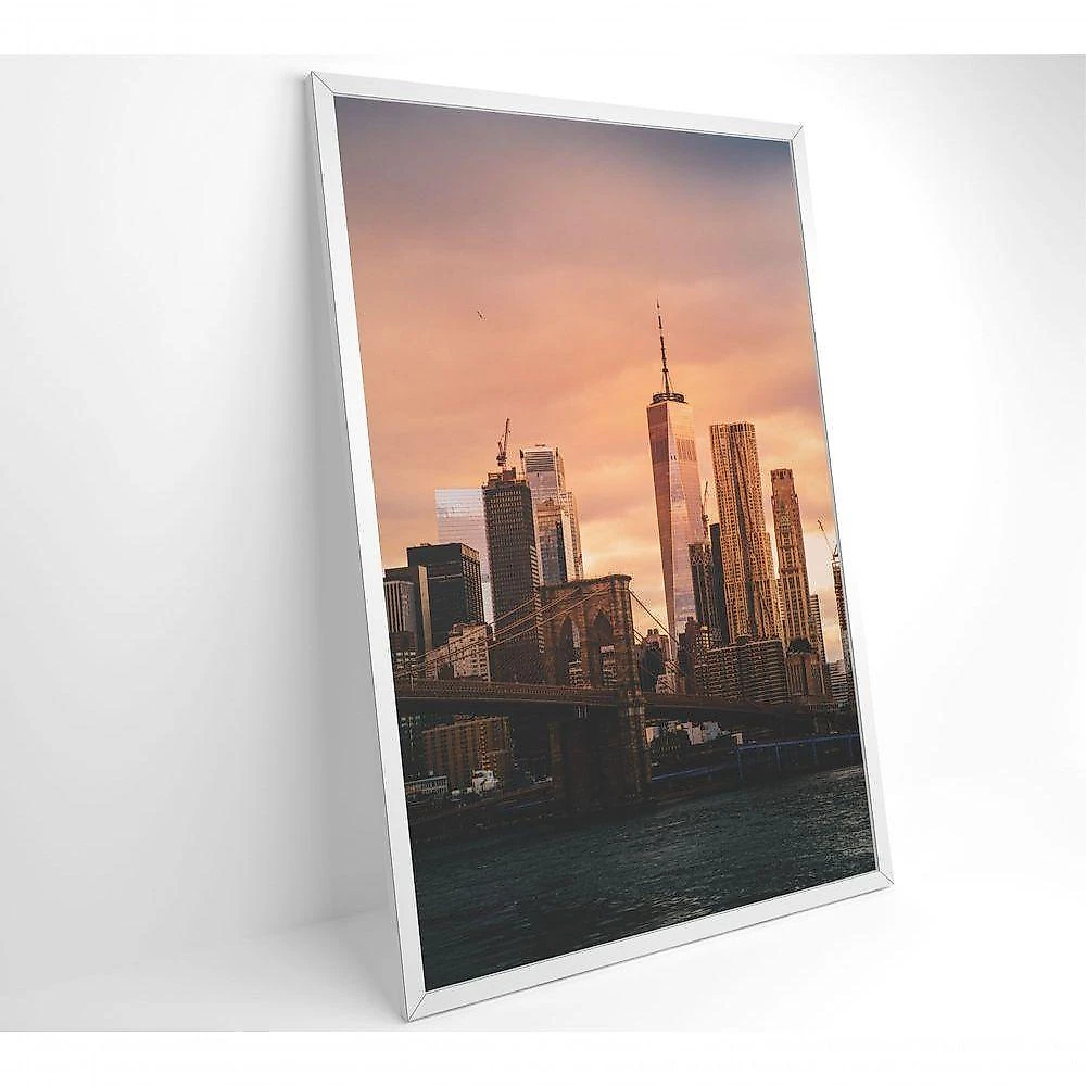 Quadro Nova York Pôr Do Sol 80x120 Cm Tecido Canvas