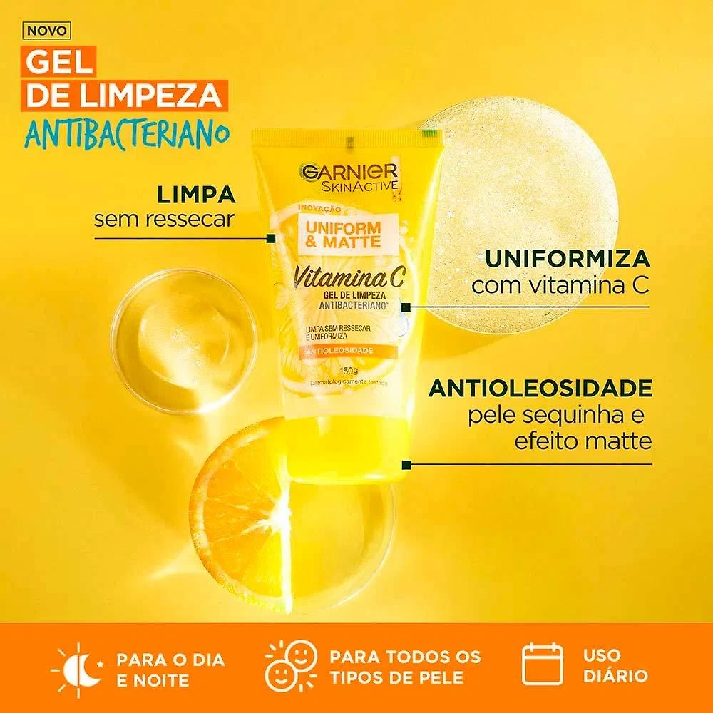 Garnier vitamina c kit – sérum facial efeito matte + gel de limpeza facial