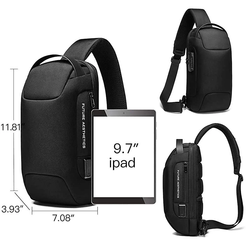 BANGE Mochila para Laptop 24 cm com Porta Carregador USB e À prova DÁgua Preta