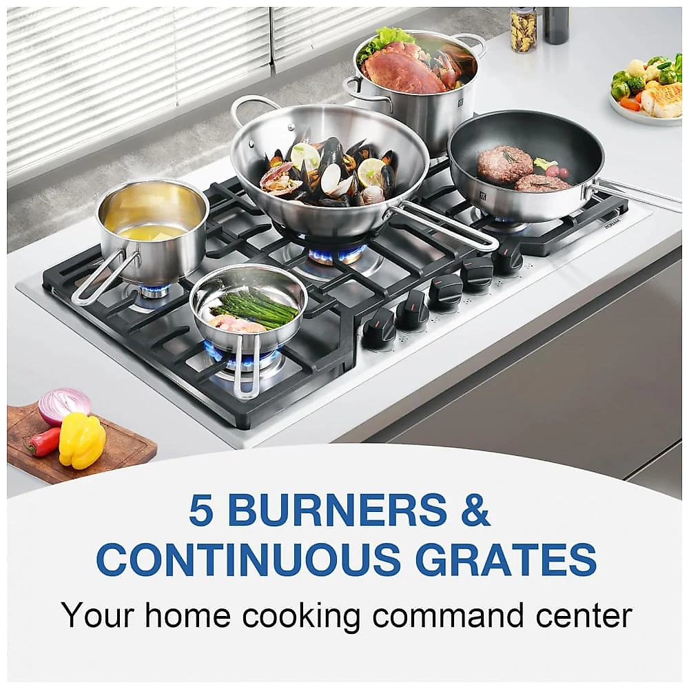 Cooktop a gás 91cm Robam inox 5 queimadores mesa selada queimador wok latão 50000 BTU conversível GN GLP 110V