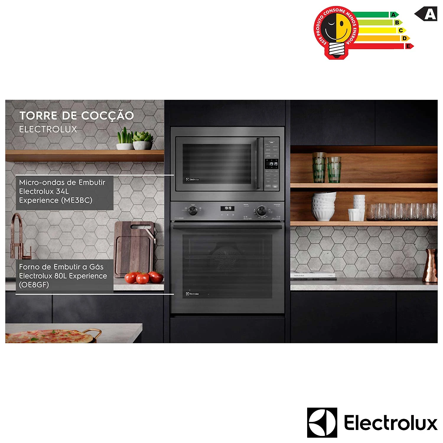 Micro-ondas de Embutir Electrolux Experience com 34 Litros de Capacidade Cinza - ME3BC 110