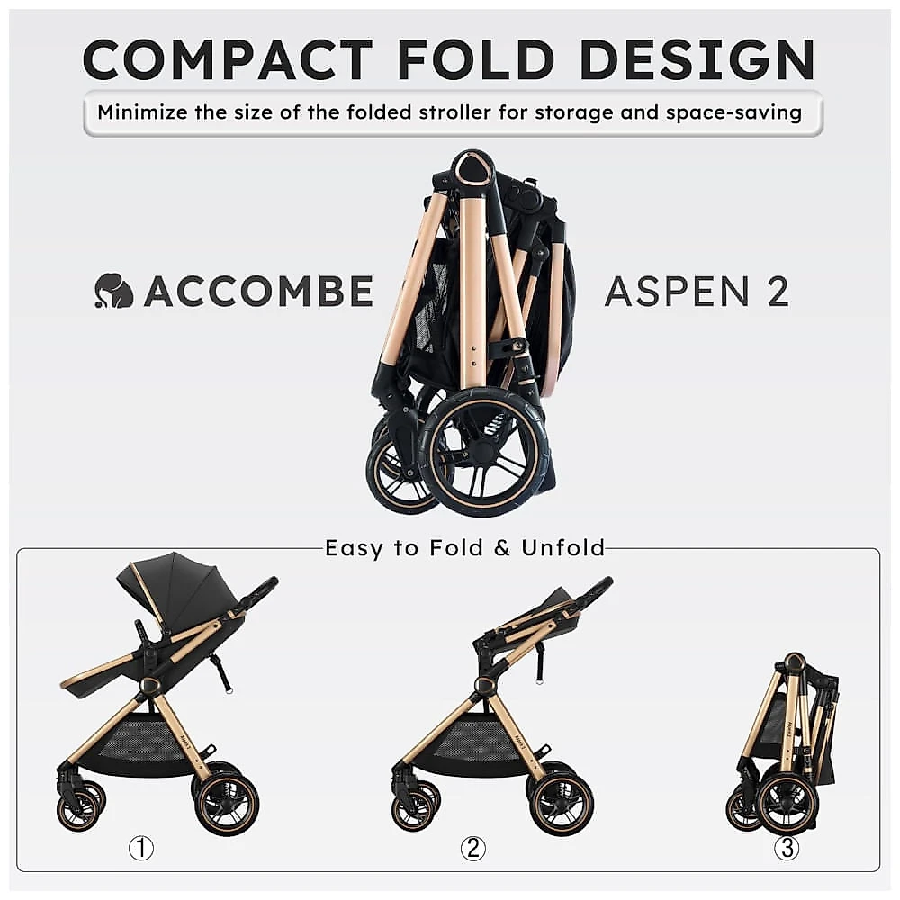 Carrinho de Bebê 2 em 1, Moisés Conversível para Bebês de 0 a 36 Meses - Luxo e Conforto para seu Bebê!ACCOMBE