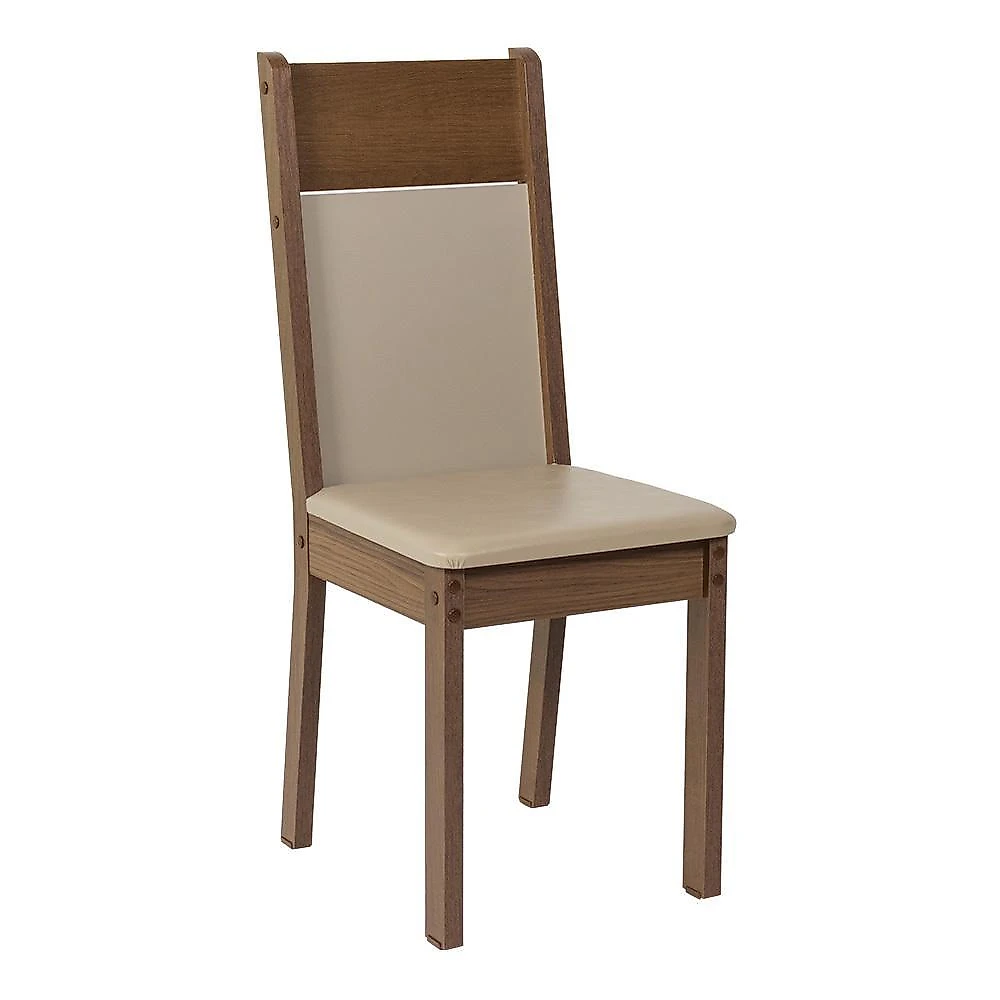 Conjunto sala de jantar mesa tampo de vidro 6 cadeiras rustic/crema/bege zoe madesa