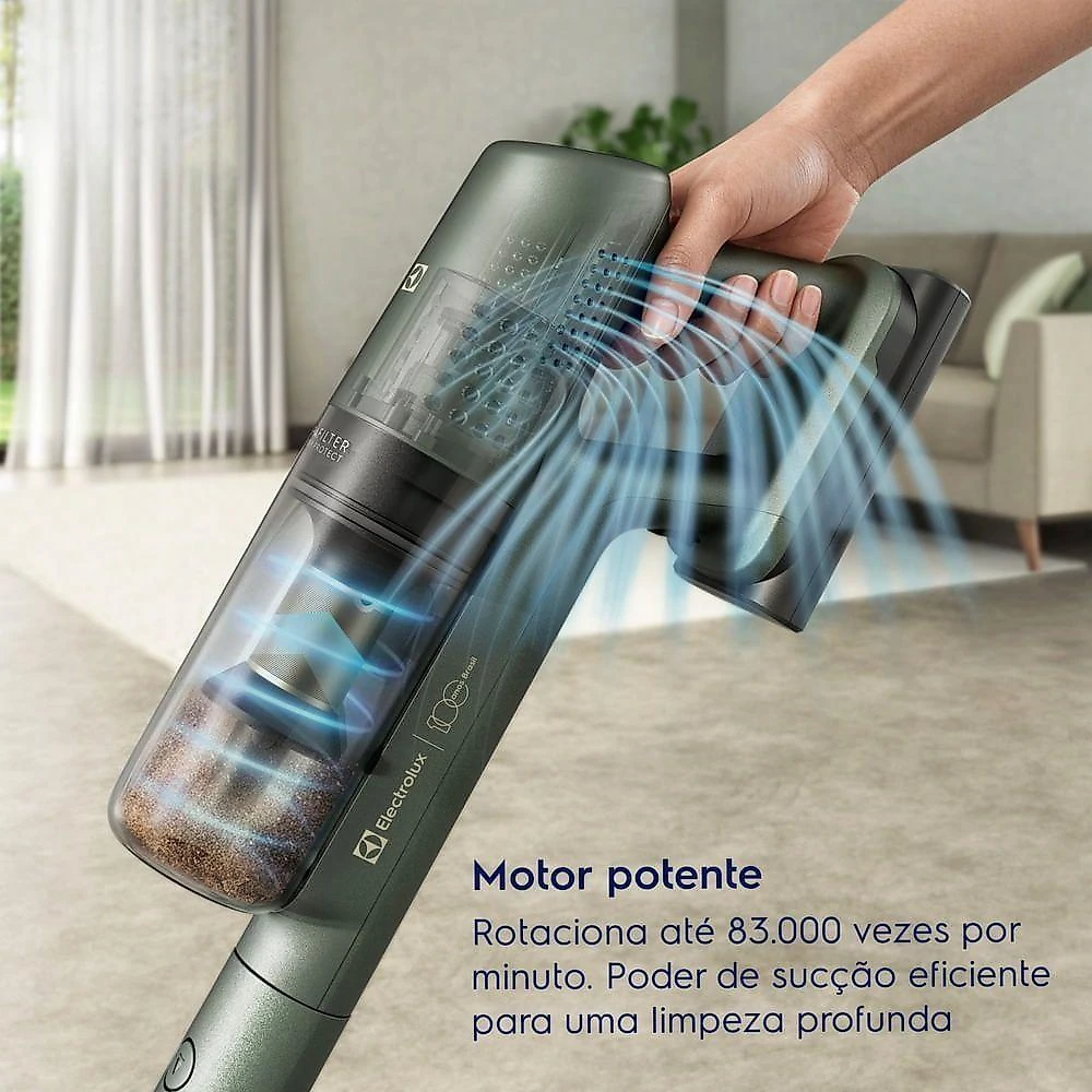 Aspirador de Pó Vertical sem Fio Electrolux PTEC200 0,4L Filtro HEPA Verde Bivolt