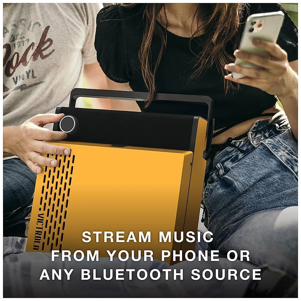 Toca Discos Recarregável Portátil com Bluetooth e Alto Falantes Integrados, Victrola Revolution GO, Azul