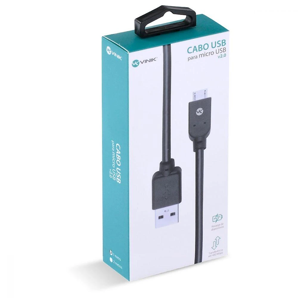 Cabo Usb X Micro Usb B 2.0 5 Pinos 1 Metro Preto - Musb-1
