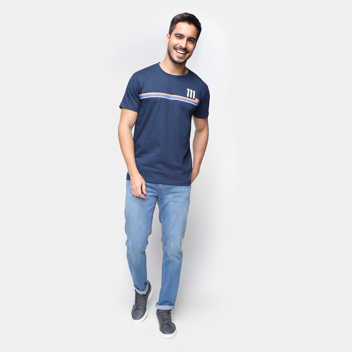 Miniatura Camiseta RB111 Rubens Barrichello Round Masculina Marinho - G