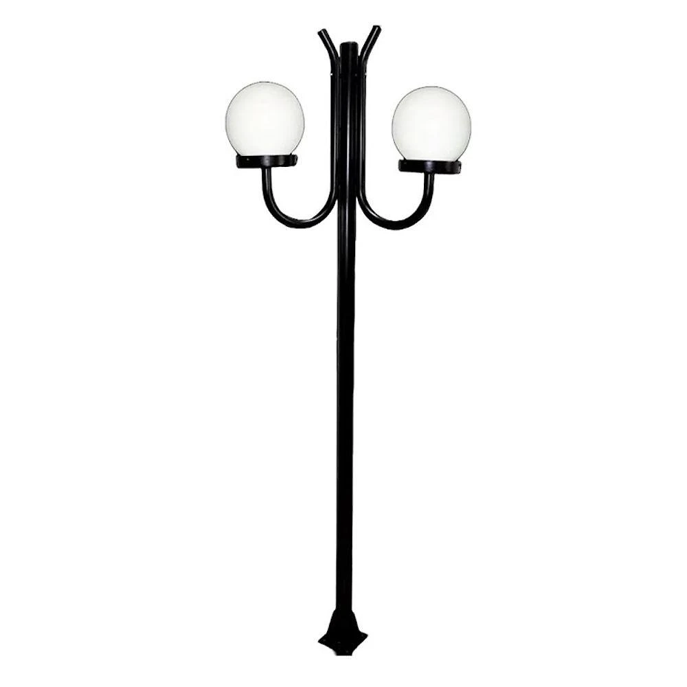 Poste Luminária Globo P Duplo Braço Curvo Cima Jardim Preto 300cm Ouro Minas
