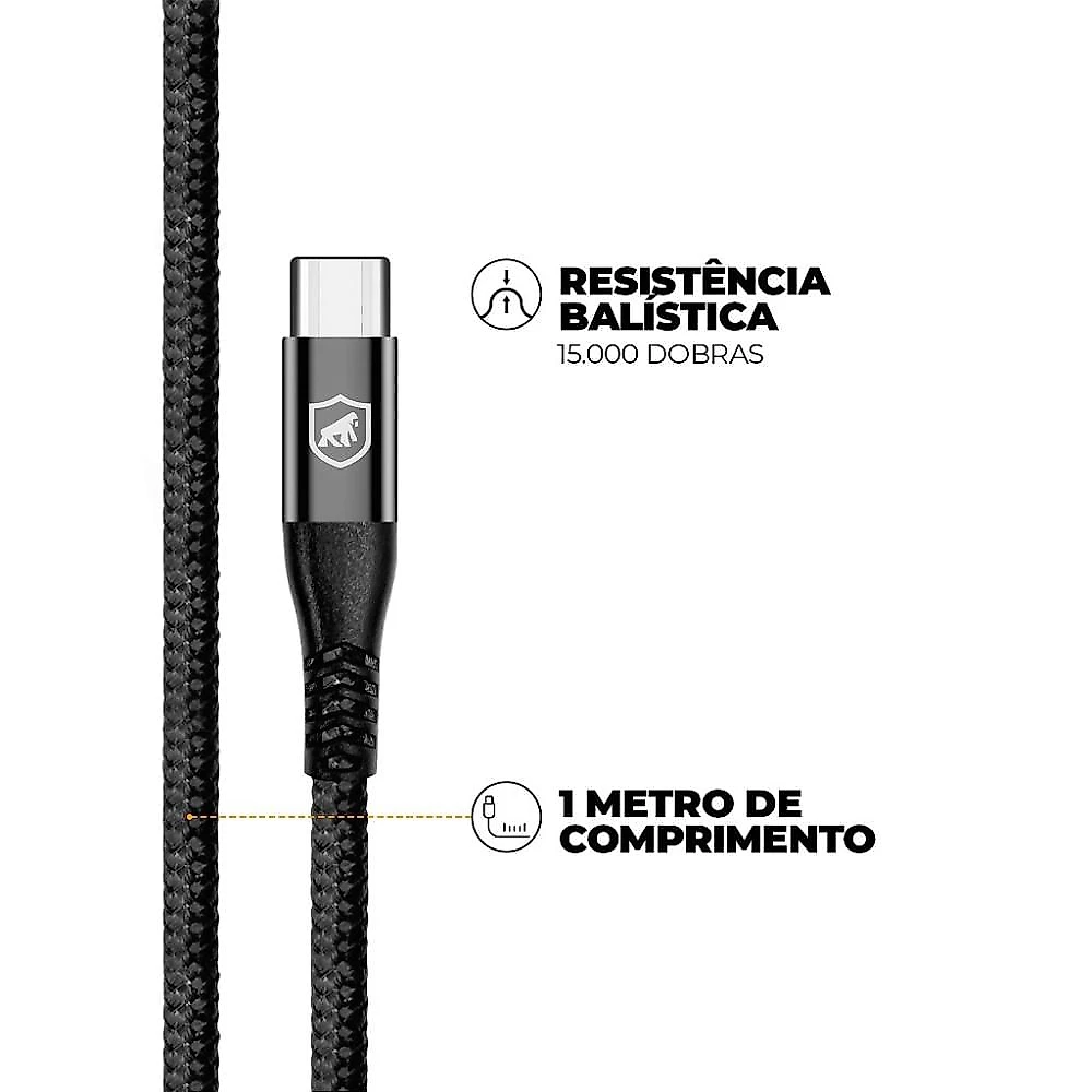 Carregador Turbo Duplo Tipo C + 2UN Cabo Raptor Tipo C / Type C - Gshield