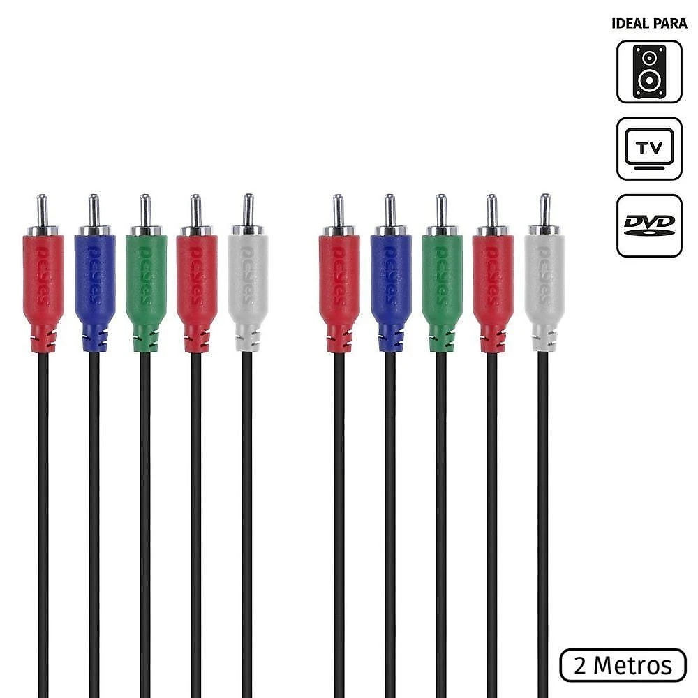 Cabo 5 Rca Macho × 5 Rca Macho 2m P5r-2