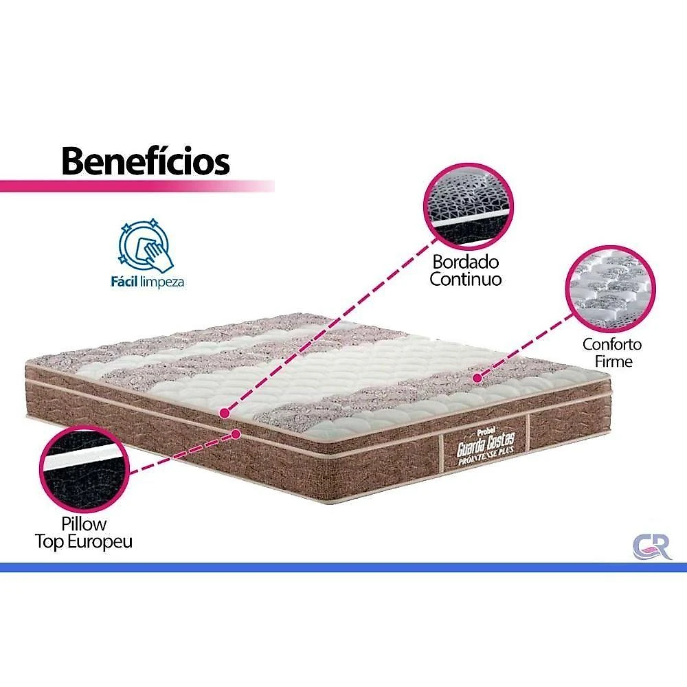Colchão King Espuma Ortopédico D33 Euro Pillow 193x203x24CM Marrom Probel