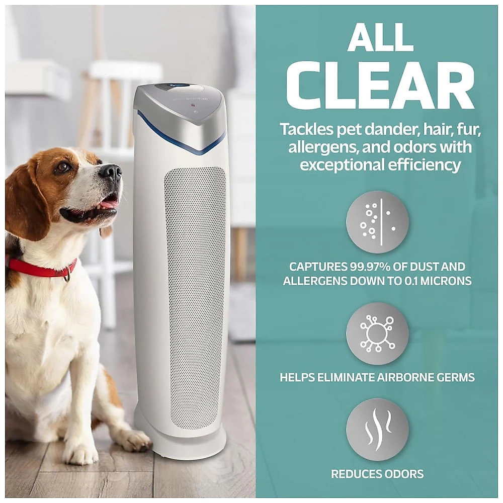 Purificador de Ar GermGuardian com Filtro True HEPA Pet Pure, Remove 99,97% dos Poluentes, Ideal para Alergias, Cobertura de Grandes Ambientes de até