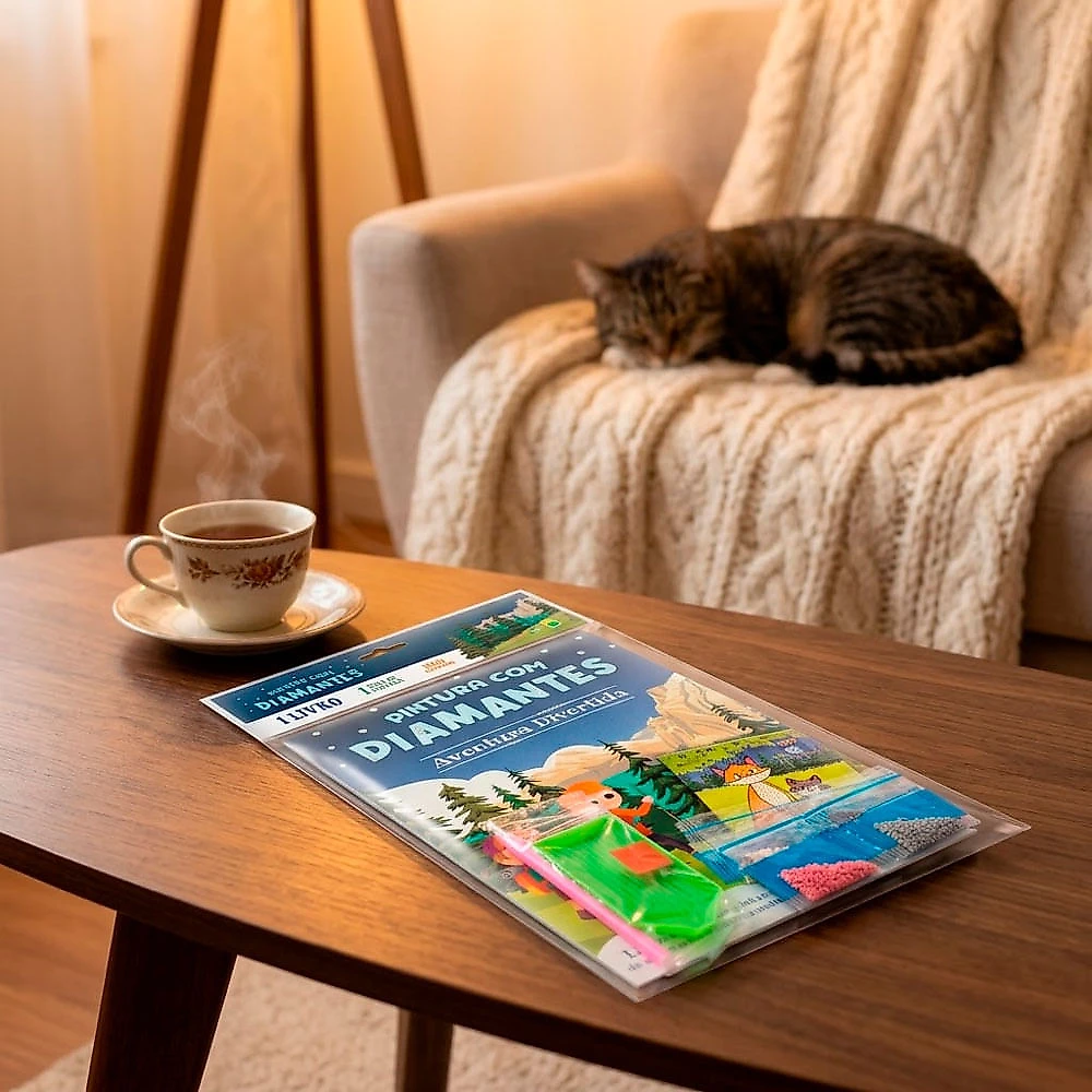 Livro de Atividades Pintura com Diamantes Aventura Divertida Todolivro com 1 Tela e 1600 Diamantes