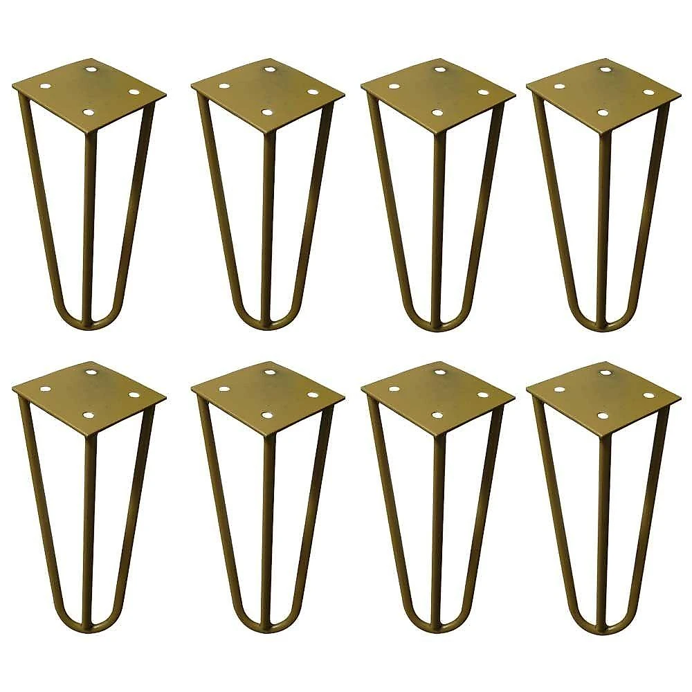 Kit 8 Pés De Metal 15 Cm Hairpin Legs Mesas De Centro Puffs Dourado G41