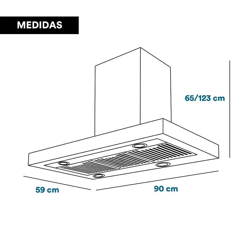 Coifa e Depurador de Ilha EOS 90cm Premium com Painel Digital Touch e Vazão de 1200m³/h Inox ECO91ITDI 220V