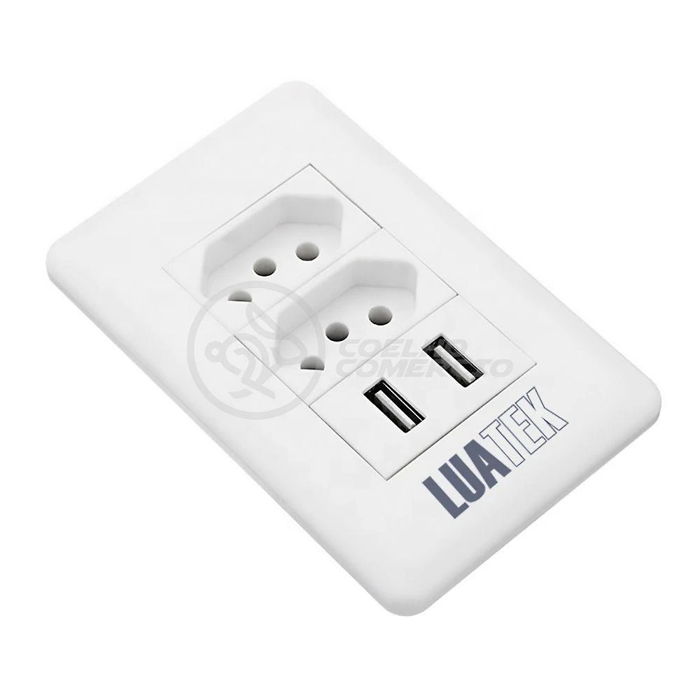 Tomada de Parede com USB Modelo Luxo Dupla 10A Bivolt Branco Smart Bracelet