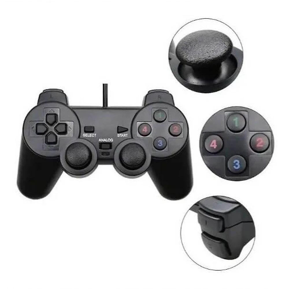 Controle Joystick PS2 PS3 Playstation Preto Usb Pc Laptop