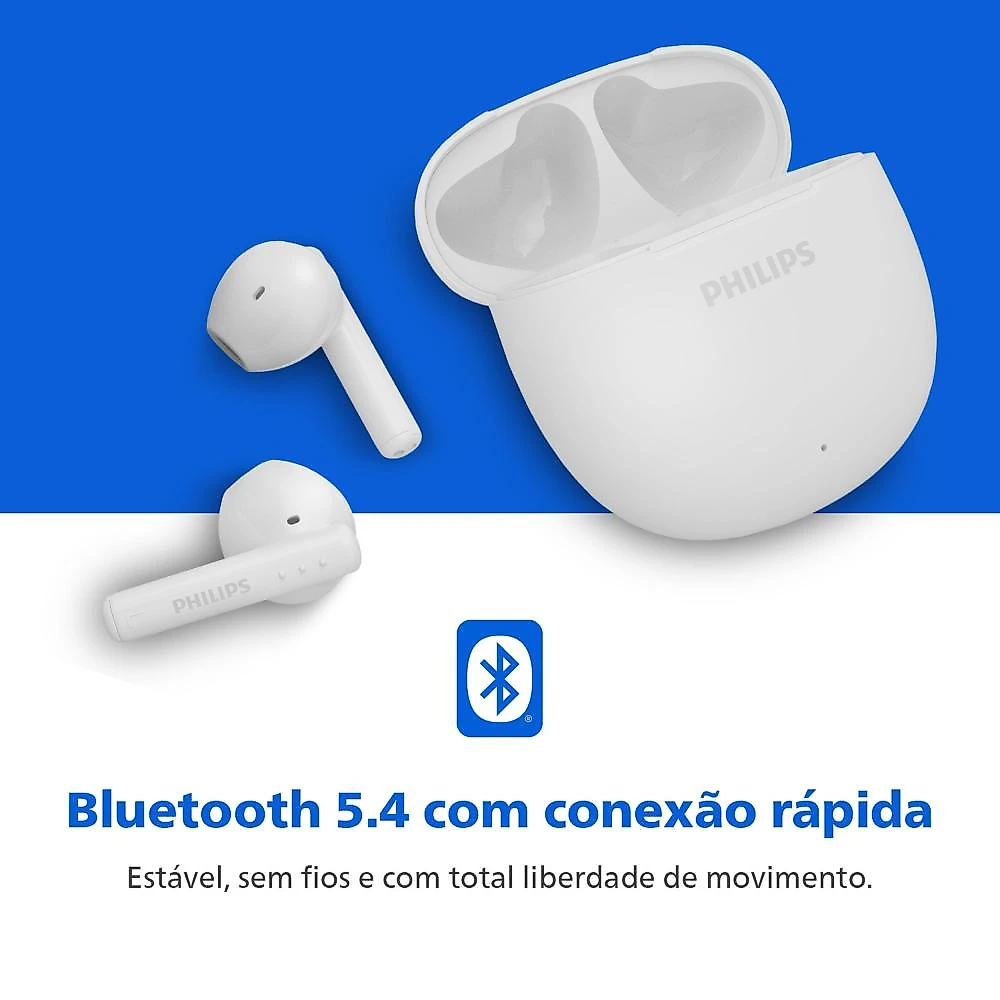 Fone de ouvido philips tat1139wt/00 bluetooth tws ipx4 26h de bateria branco