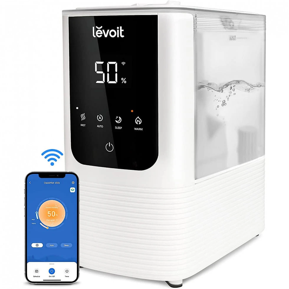 Umidificador Ultrassônico 4.5L com Display LED e Silencioso, LEVOIT, Branco