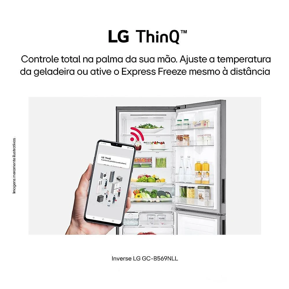 Geladeira lg frost free inverse conectividade inteligente inox look - 451l 110