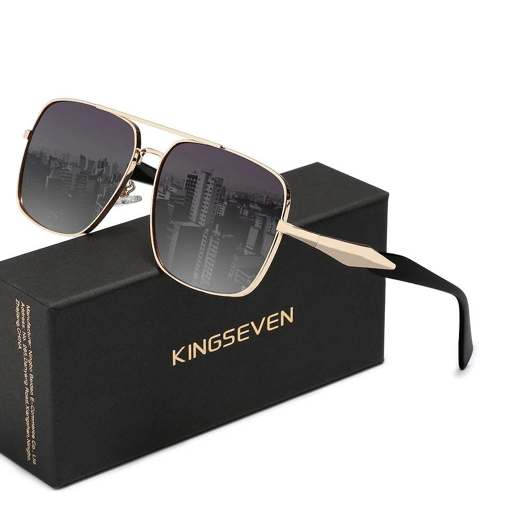 Óculos Adequados Kingseven Quadrados Elegantes Masculino Dourado