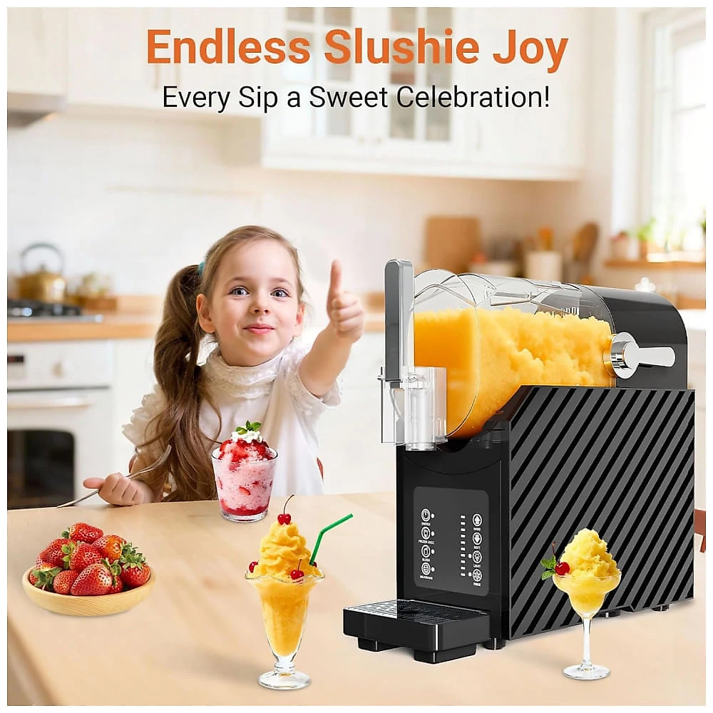 Máquina de Slush Raspadinha Erivess 2,6L 3 Programas Sem Gelo Auto Limpeza Preto 240V