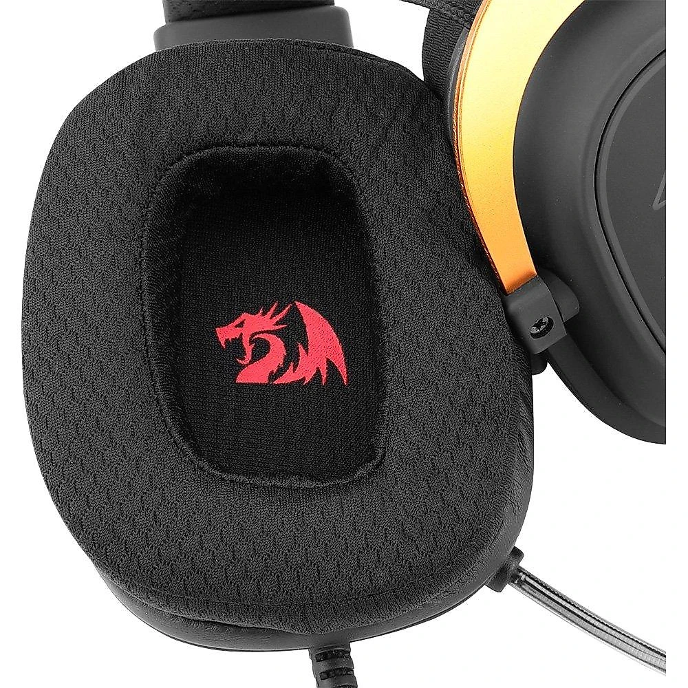 Headset Gamer Redragon Harry Potter Zeus, RGB, Som Surround 7.1, Conexão USB, com Kit de Customização, Preto e Dourado - HP-510 RGB