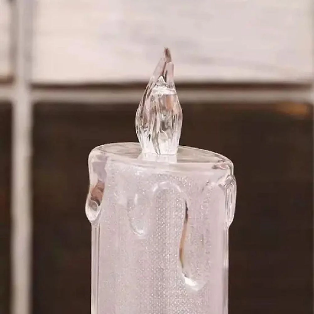 Vela Eletrônica LED Acrílico Transparente Efeito Real 8cm Yangzi