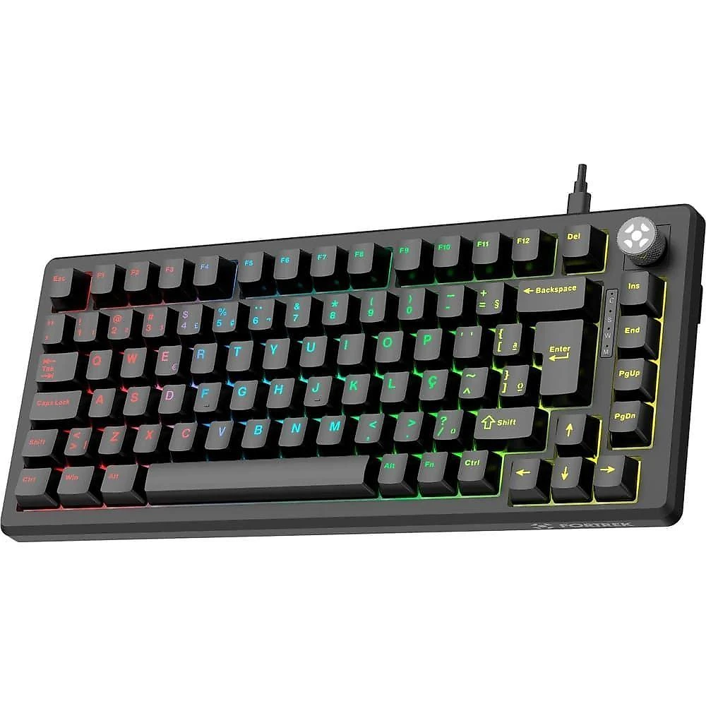 Teclado Gamer Mecânico Fortrek Shift Hotswap Switch Red Anti Ghosting Iluminação ARGB Preto