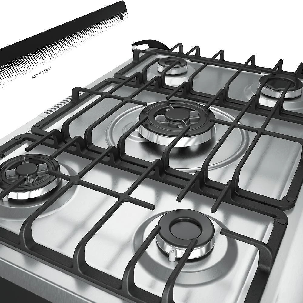 Fogão Mueller 5 Bocas Decorato Gourmet Preto Fosco Com Timer E Tripla Chama Preto Fosco Bivolt