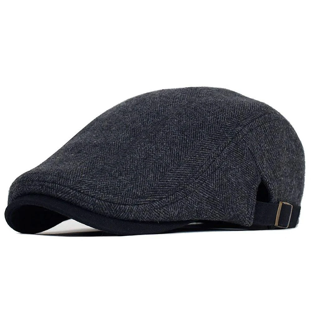 Boina Gatsby Masculina De L Quente Para Inverno Tamanho Ajustvel Preto