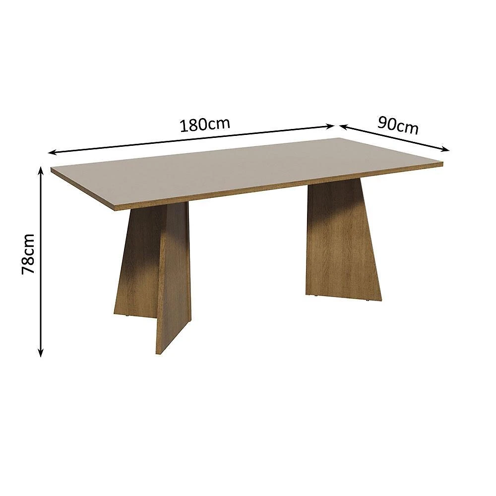Mesa de jantar retangular com tampo de madeira rustic/crema 5388 madesa