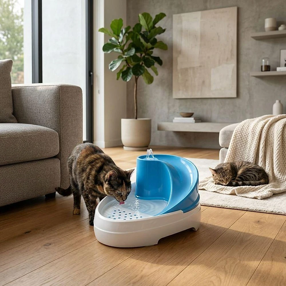 Bebedouro Automático para Pets Mec Pet Tobo Fonte Cascata Cães e Gatos Azul 2,5L