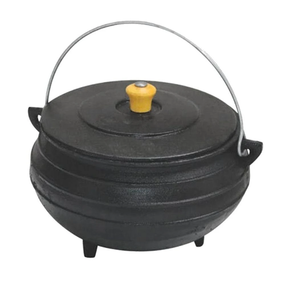 Panela Tripé de Ferro Fundido com Tampa 5L Multiuso para Cozinhar Rig Fundidos