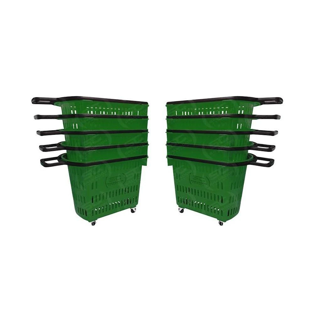 Kit - 10 Cestos Grande Com Rodízio D300 Cód. 3300 Verde - Della Plast