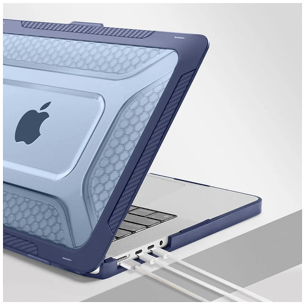 MOSISO 16" Capa Rigida com Bumper Antichoque, Suporte Dobrável e Proteção de Teclado para MacBook Pro 16, Azul Marinho