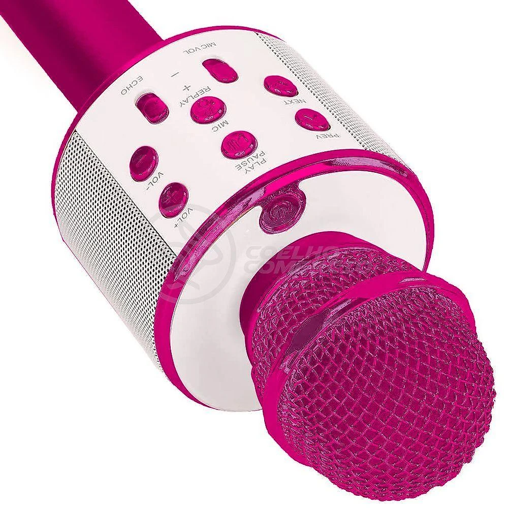 Microfone Bluetooth Karaokê Sem Fio Rosa Pink