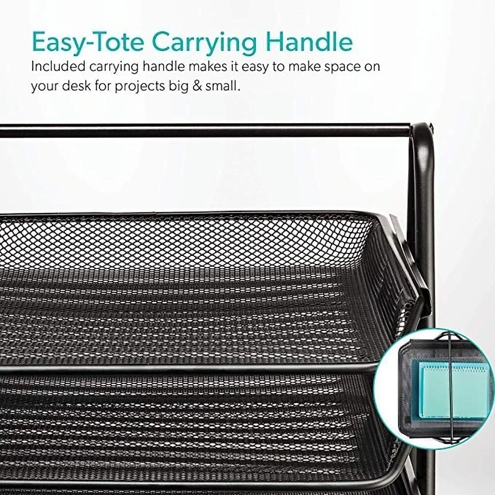 Organizador de Documentos com 3 Bandejas Deslizantes Metal Aramado Inox