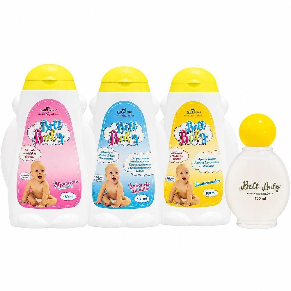 Kit Higiene Infantil Bell Baby 4 Itens Cabelo e Corpo 4x180ML Bio Instinto