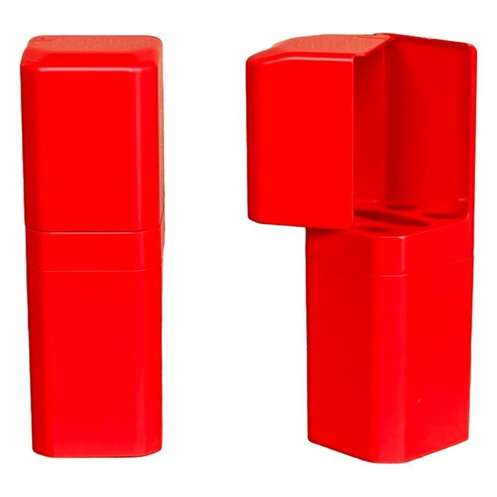 Porta Escovas e Creme Dental com Encaixe Adesivo OEM para Banheiro em Plástico Vermelho Kit 2