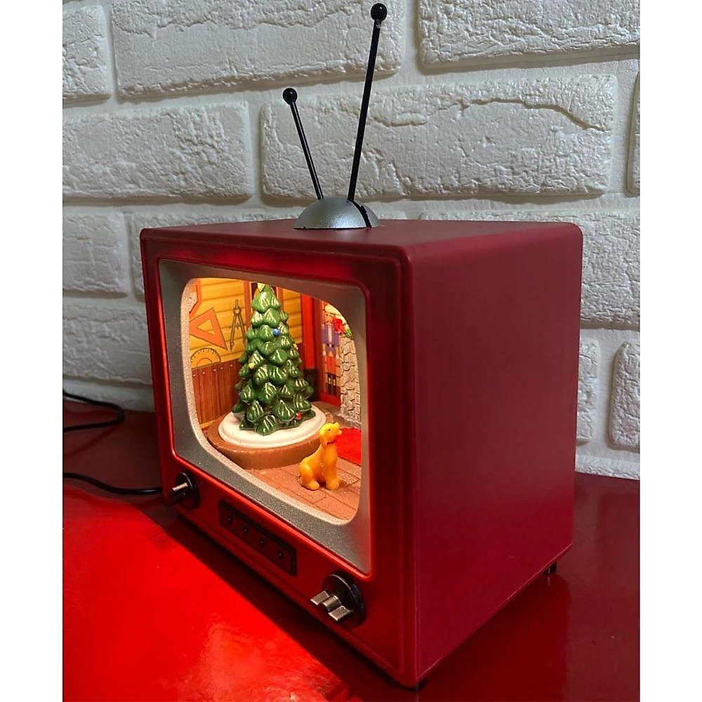 Enfeite Televisao Natal Papai Noel Natalino Musica Som Led Natalino Festa Evento Fim De Ano Decoraçao Tv Retro Vintage