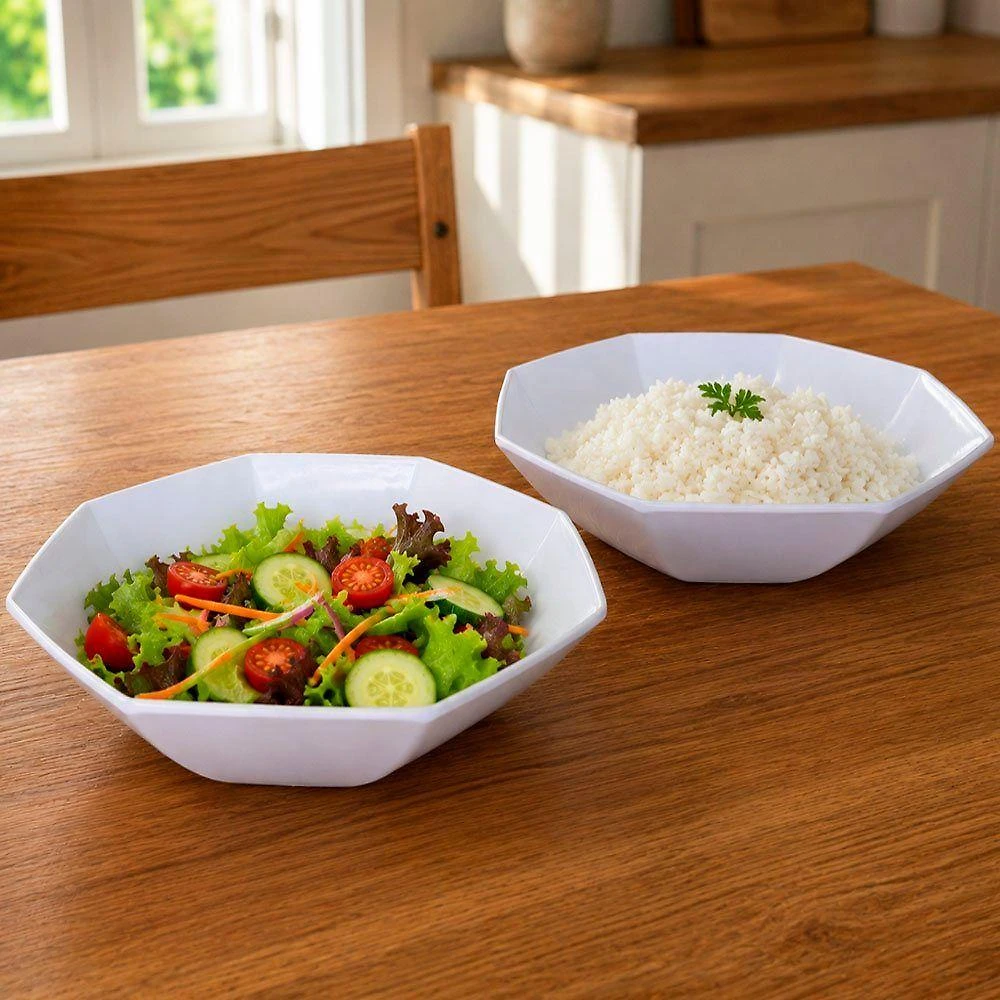 Tigela Saladeira em Melamina para Servir Alimentos Resistente Kit 6 Peças Cozinha Branco