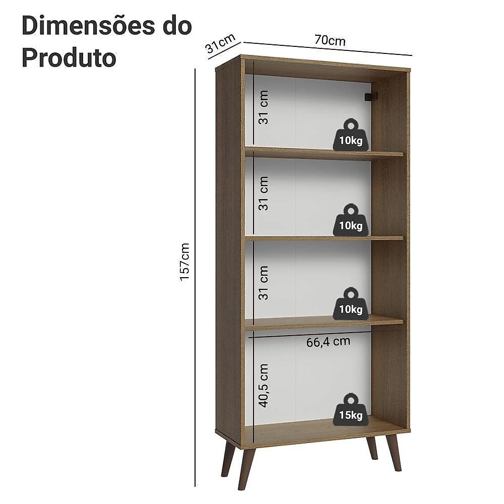 Cristaleira 70 Cm 2 Portas De Vidro Com Pés Cônicos Rustic/marrom Madesa Rustic/marrom