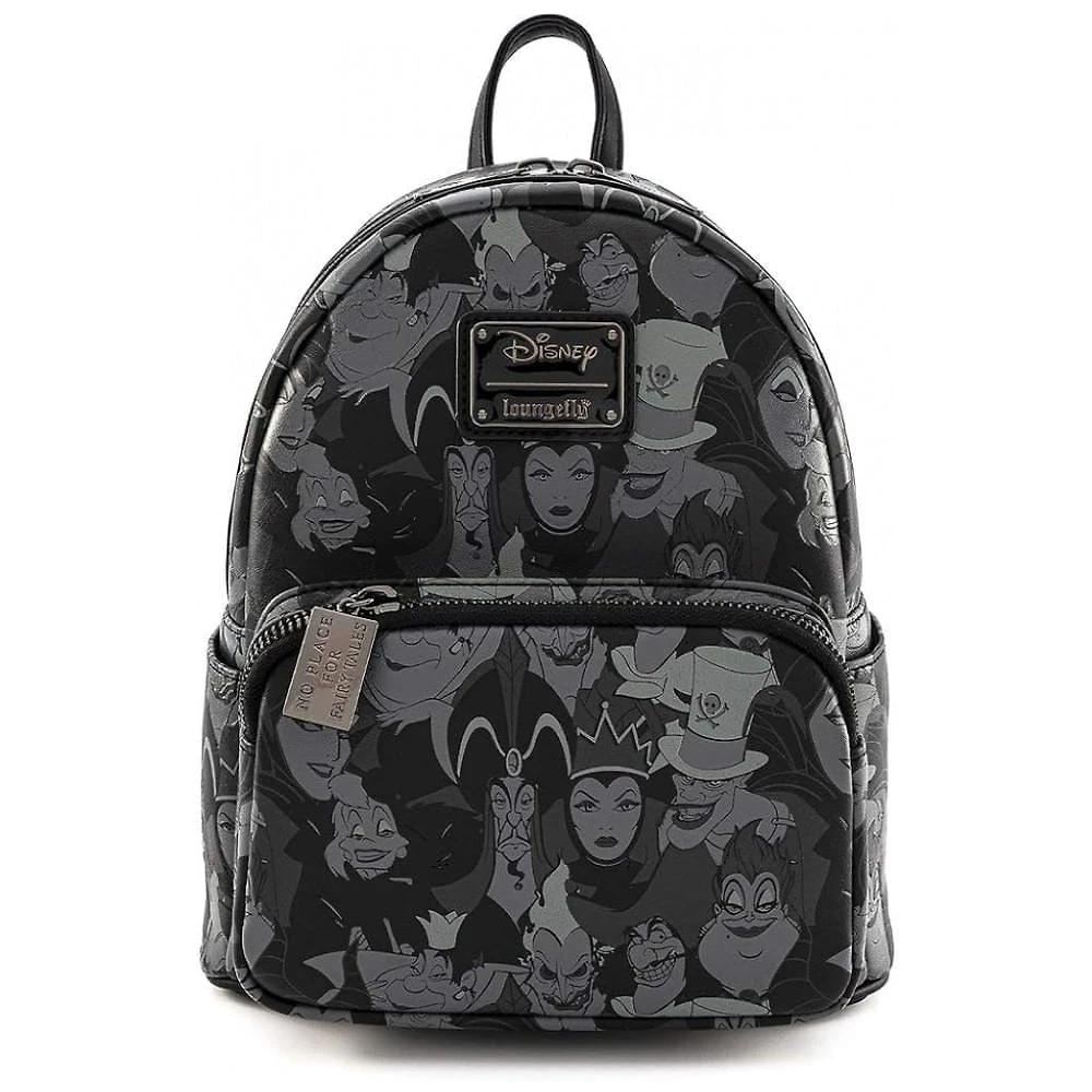 Mochila Escolar Infantil Loungefly Disney Vilões para Crianças a Partir de 10 Anos, Preta
